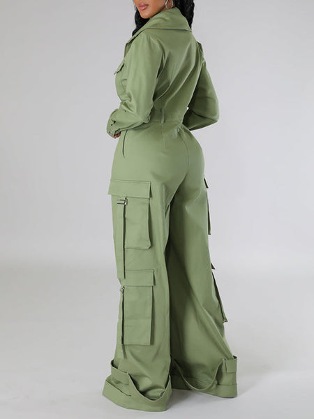Zip-Front Wide-Leg Cargo Jumpsuit -- sold out
