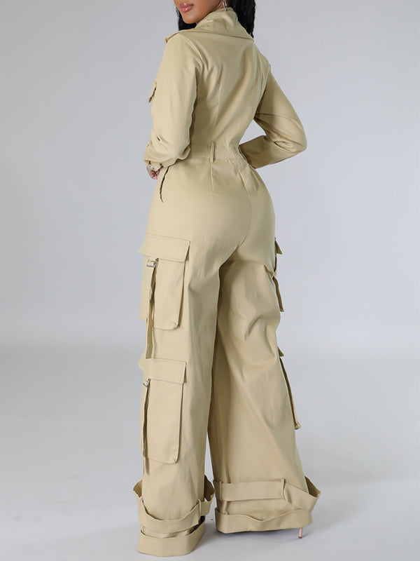 Zip-Front Wide-Leg Cargo Jumpsuit -- sold out