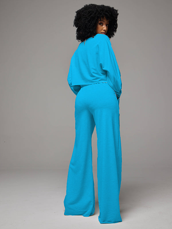 Solid Top & Button Pants Set -- sold out