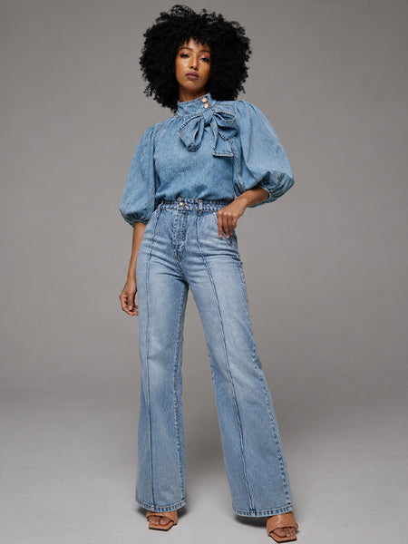 Tied Denim Top