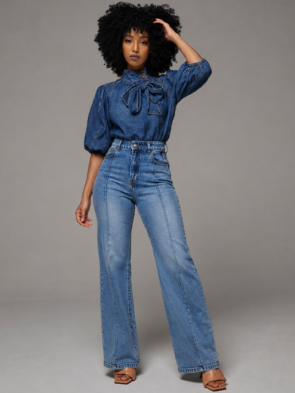 Tied Denim Top