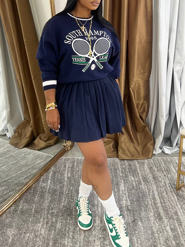 Printed Sweatshirt & Pleated Skirt Set – HAUS SAVAGE