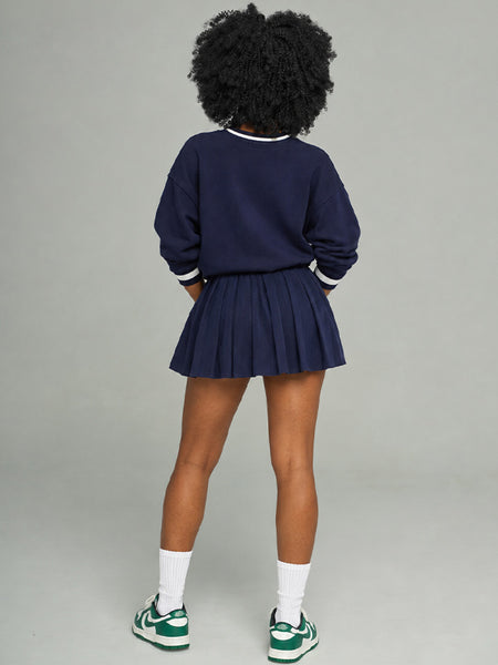Printed Sweatshirt & Pleated Skirt Set