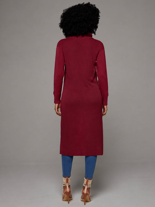 Knit Turtleneck Slit Tunic Top