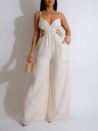 Solid Wide-Leg Cami Jumpsuit