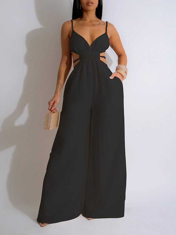 Solid Wide-Leg Cami Jumpsuit