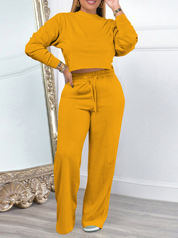 Solid Sweatshirt & Pants Set