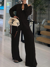 Solid V-Back Jumpsuit