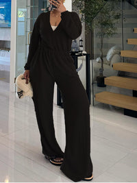 Solid V-Back Jumpsuit