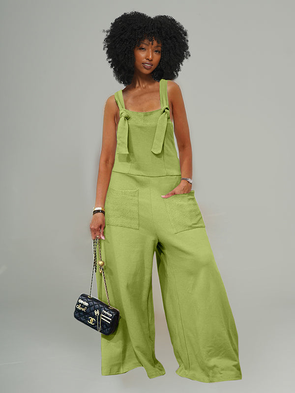 Tied Wide-Leg Overalls