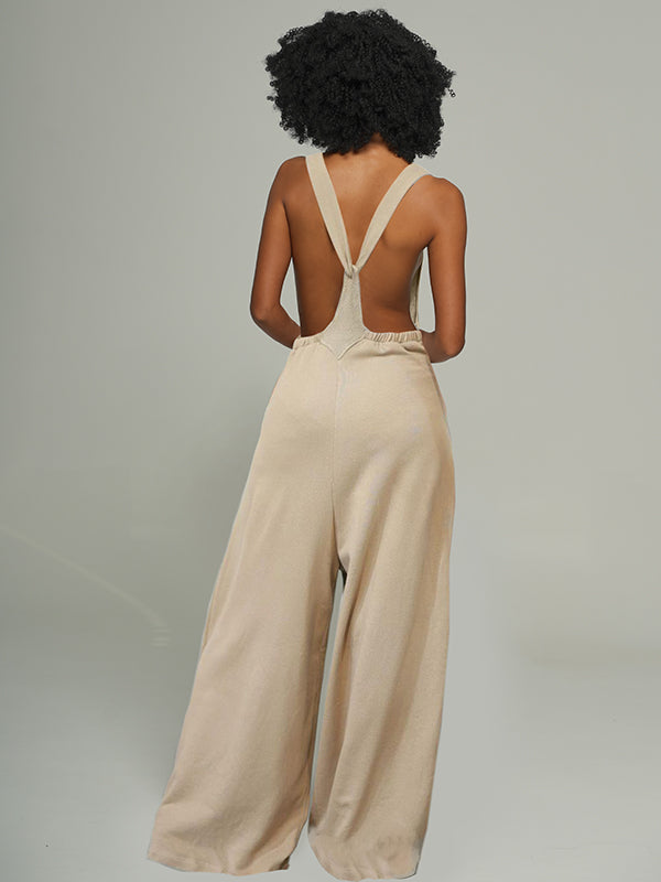 Tied Wide-Leg Overalls
