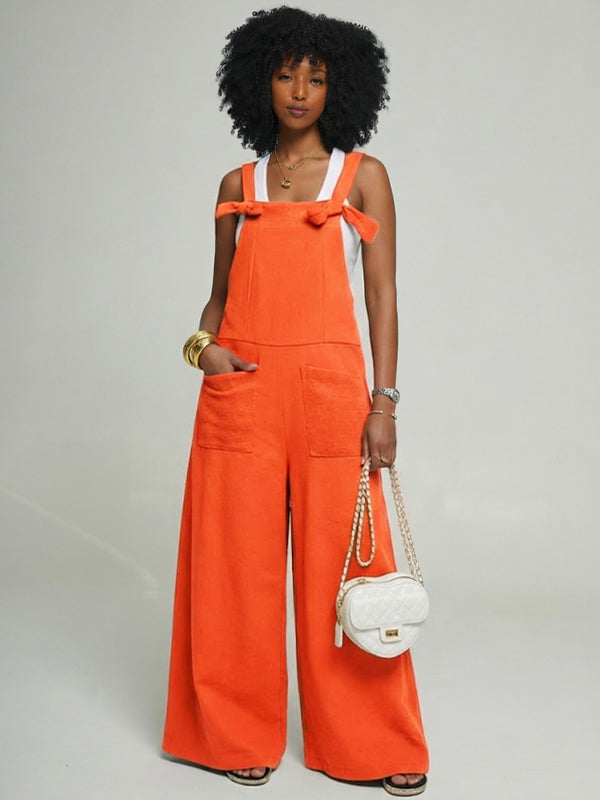 Tied Wide-Leg Overalls