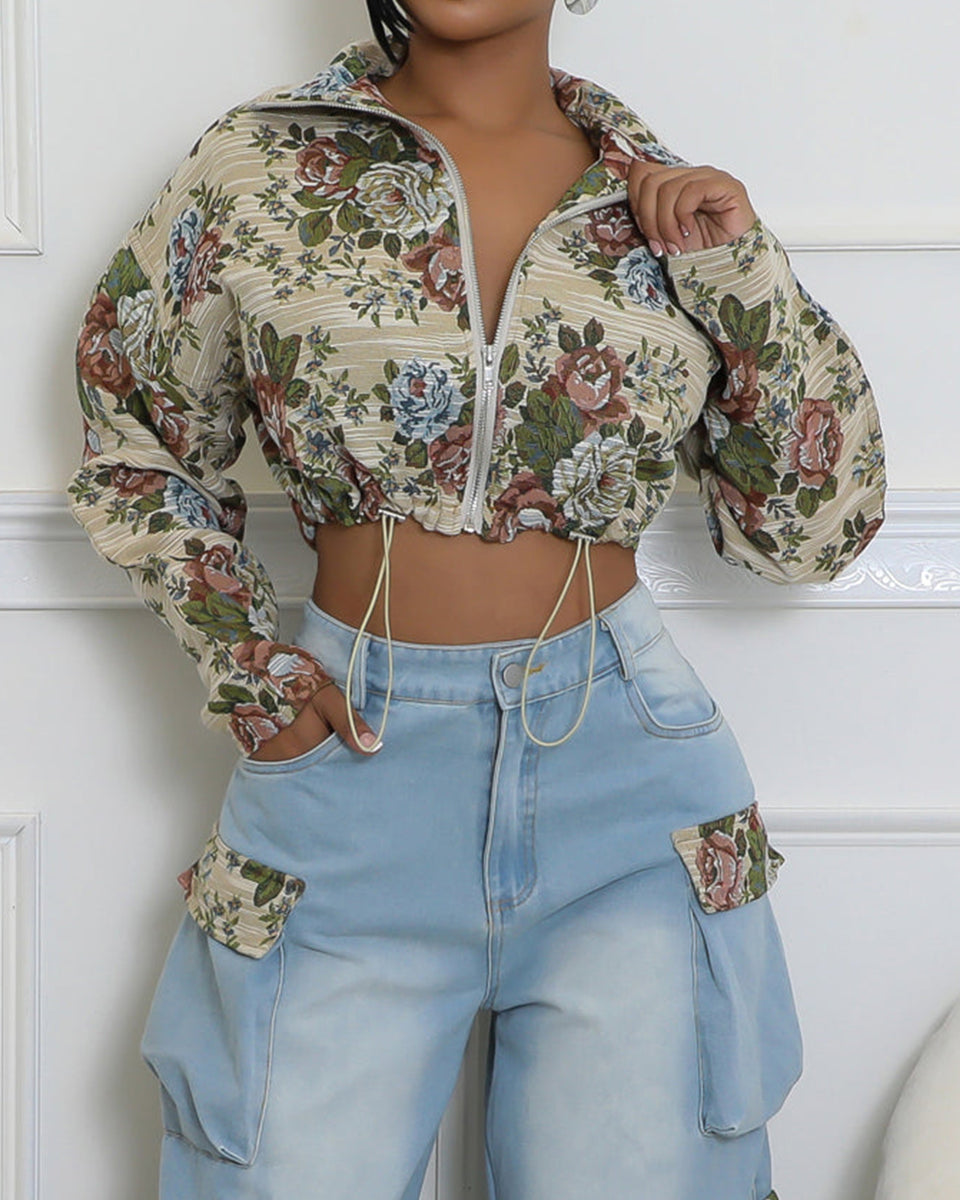 Printed Zip-Front Jacket