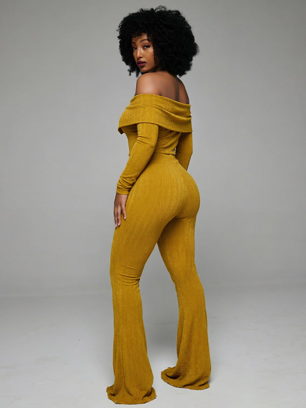 Off-Shoulder Button Top & Pants Set