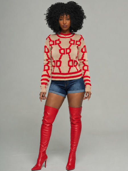 Printed Round-Neck Sweater