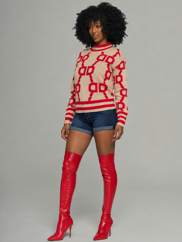 Printed Round-Neck Sweater