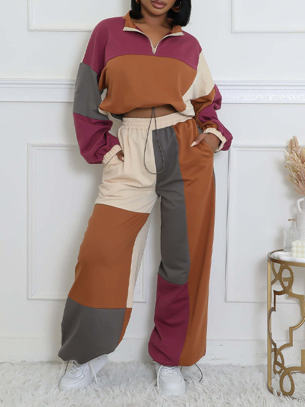 Colorblock Zip Top & Pants Set