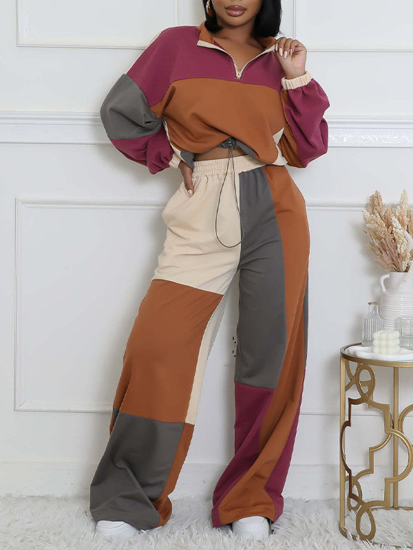 Colorblock Zip Top & Pants Set