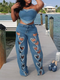 Heart Cutout Jeans