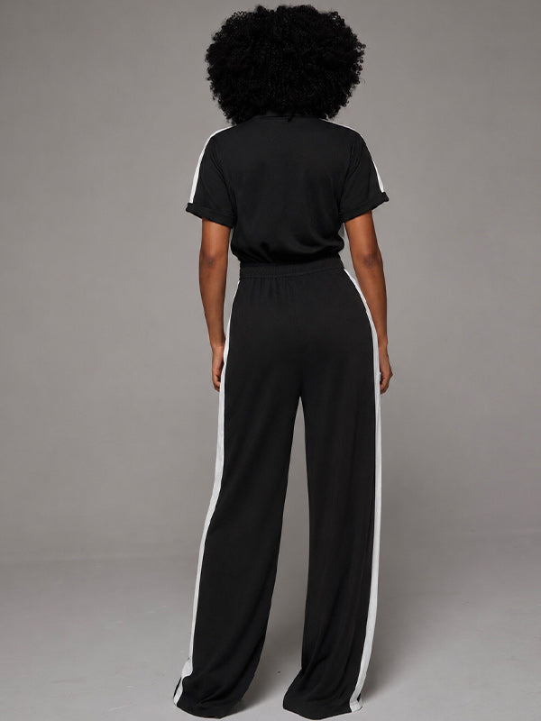Zip-Front Side-Stripe Jumpsuit