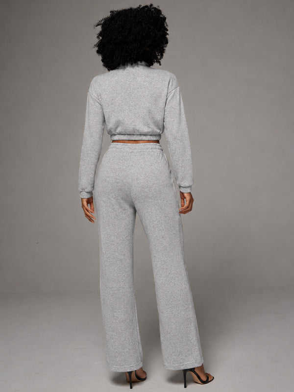 Zip-Front Sweatshirt & Pants Set