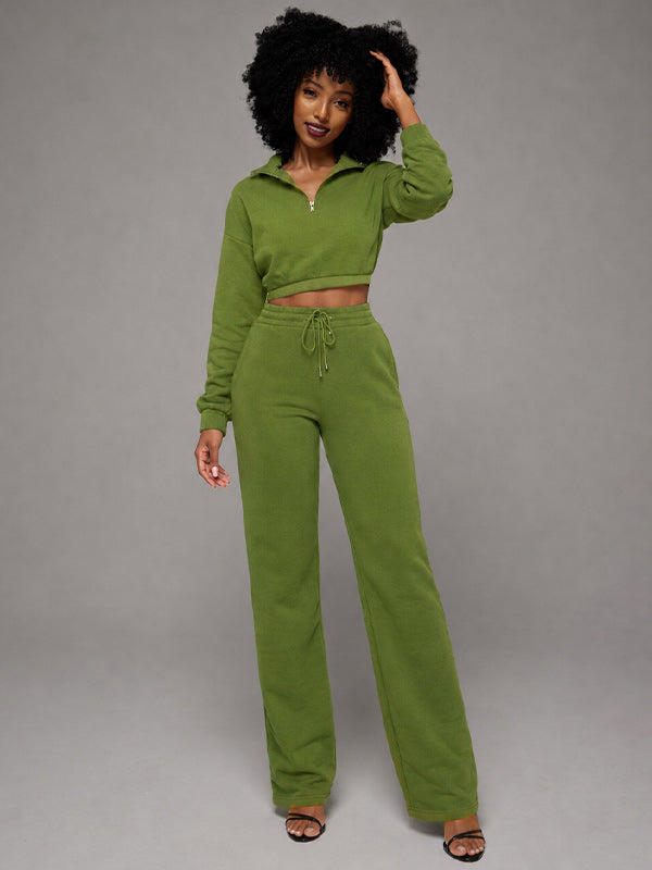 Zip-Front Sweatshirt & Pants Set