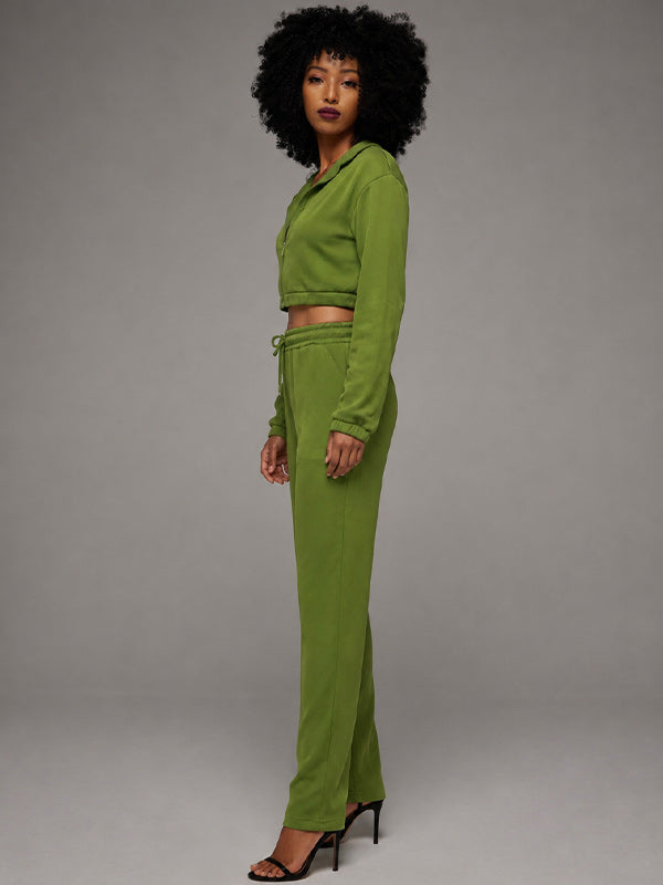 Zip-Front Sweatshirt & Pants Set