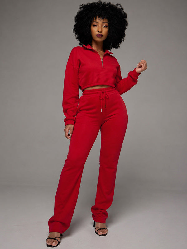 Zip-Front Sweatshirt & Pants Set