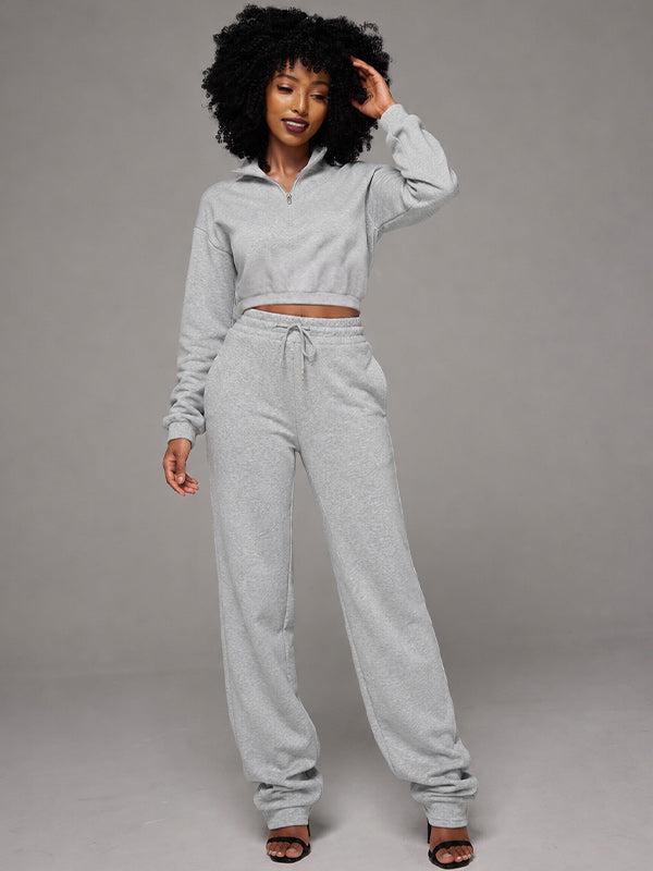 Zip-Front Sweatshirt & Pants Set