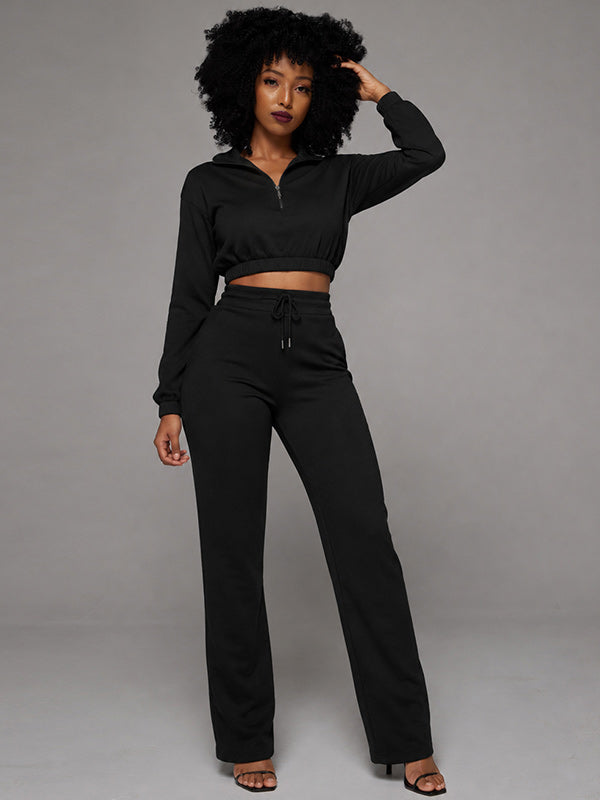 Zip-Front Sweatshirt & Pants Set