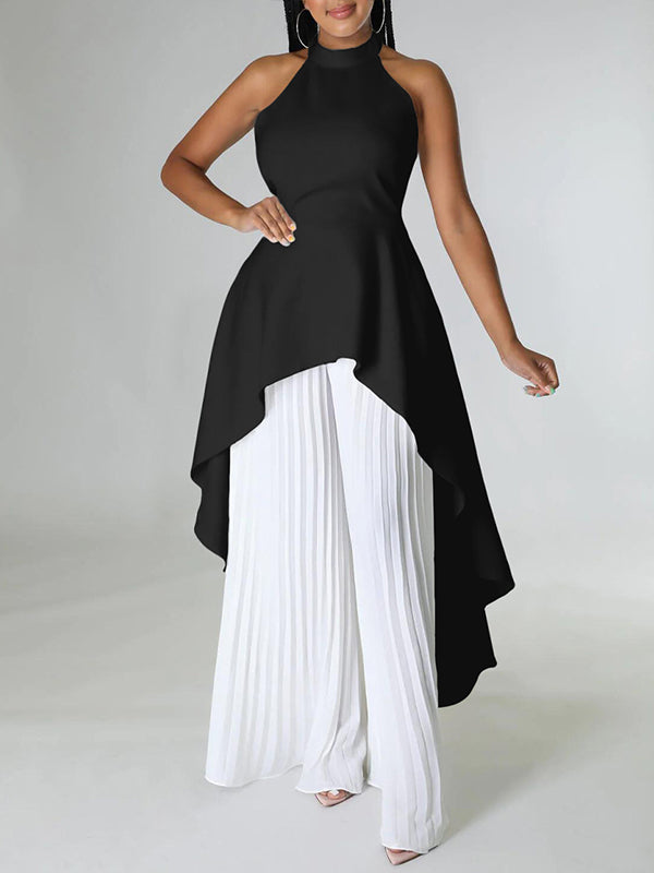 Halter Tunic Top & Pleated Pants Set