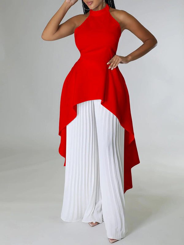 Halter Tunic Top & Pleated Pants Set
