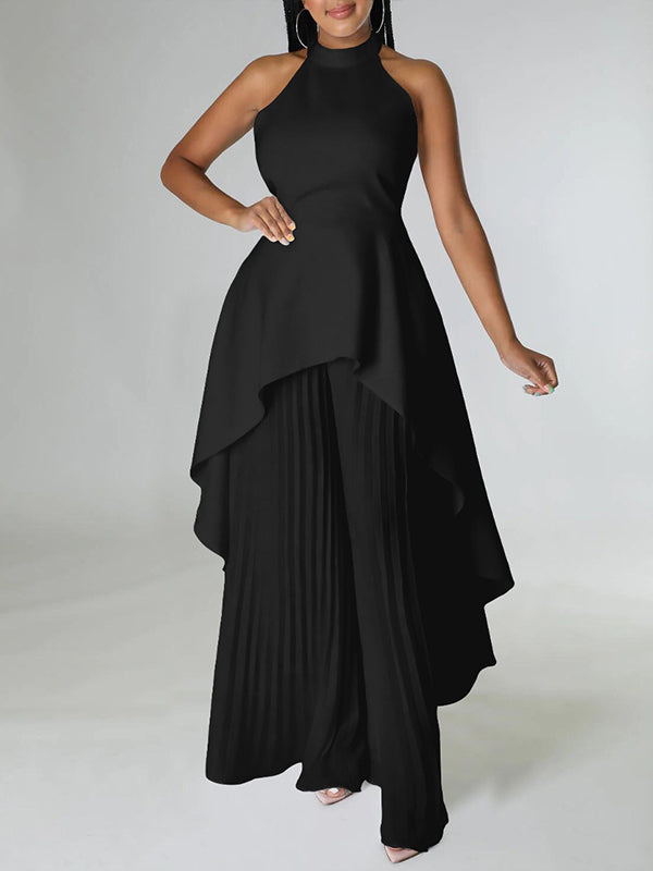 Halter Tunic Top & Pleated Pants Set