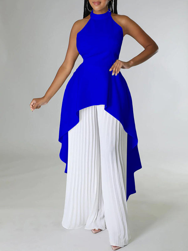 Halter Tunic Top & Pleated Pants Set