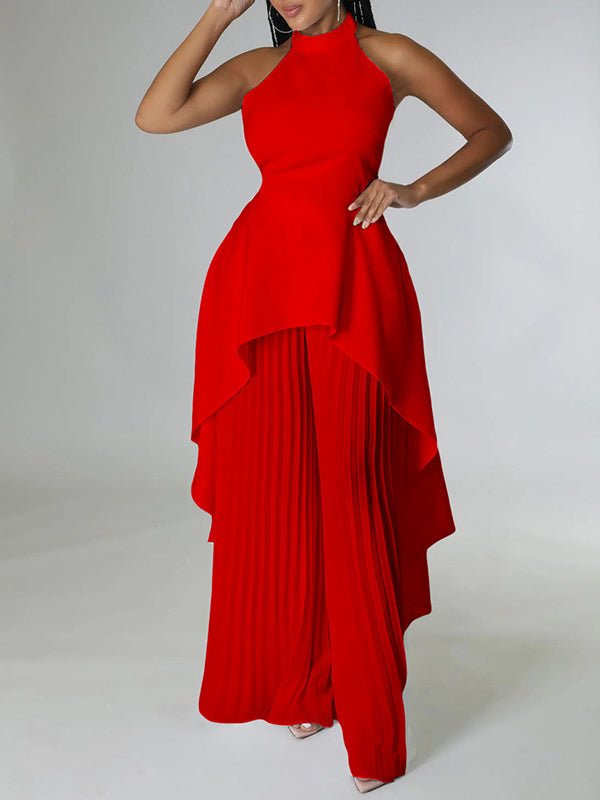 Halter Tunic Top & Pleated Pants Set