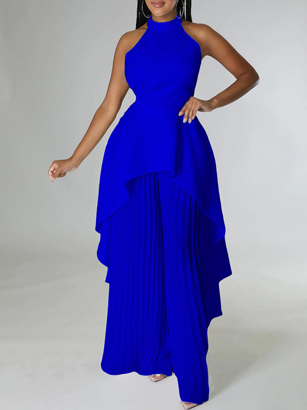 Halter Tunic Top & Pleated Pants Set