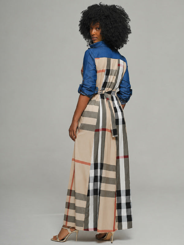 Plaid Combo Shirt Dress