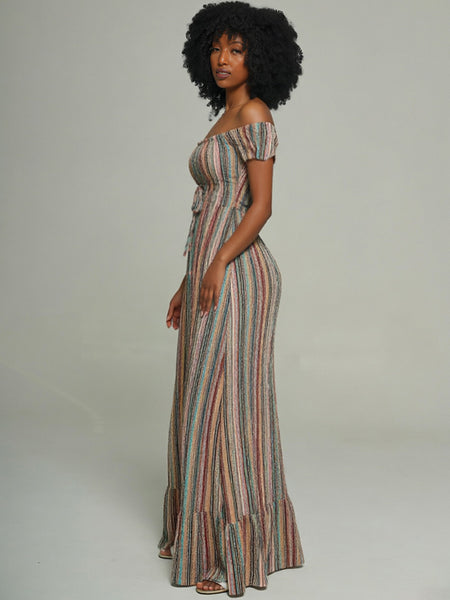 Stripe Off-Shoulder Dress