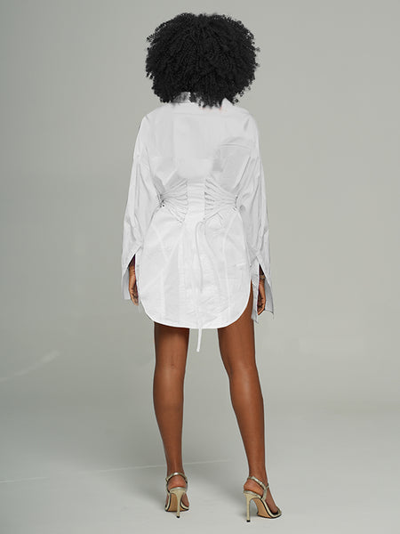 Lace-Up Shirt Mini Dress