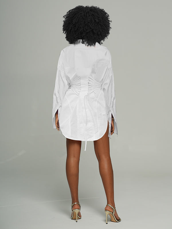 Lace-Up Shirt Mini Dress