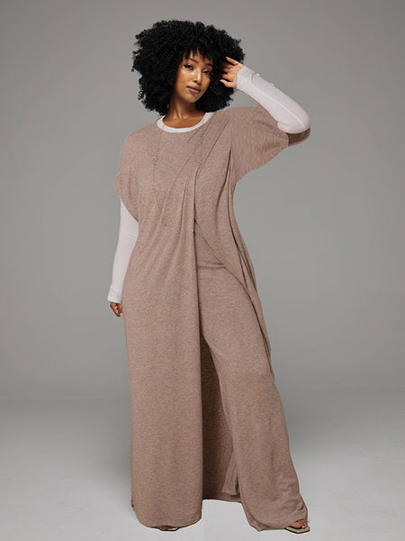 Tunic Slit Top & Wide Leg Pants Set -- sold out