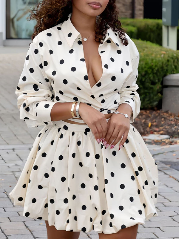 Dot Shirt & Bubble Skirt Set