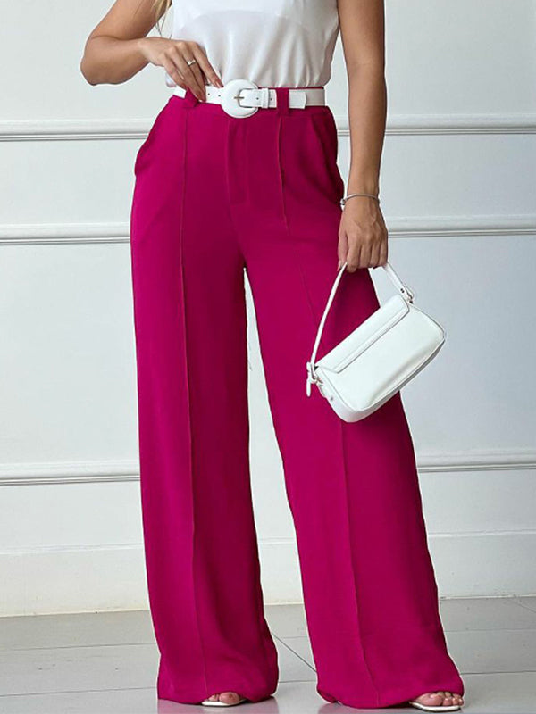 Solid Wide-Leg Pants