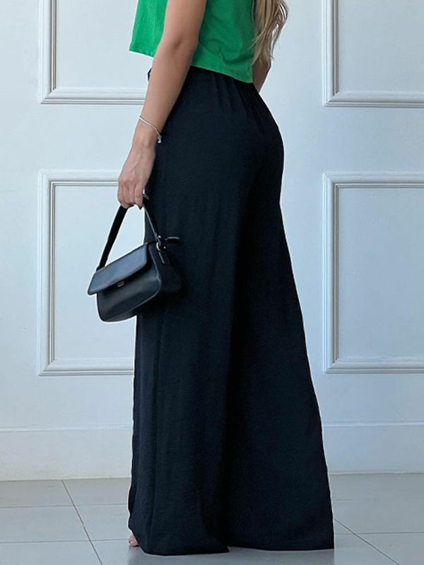 Solid Wide-Leg Pants