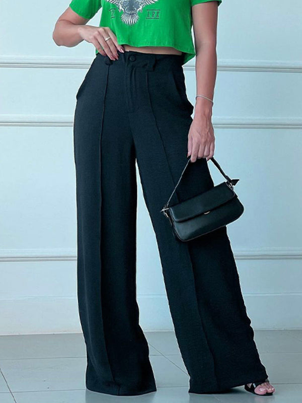 Solid Wide-Leg Pants