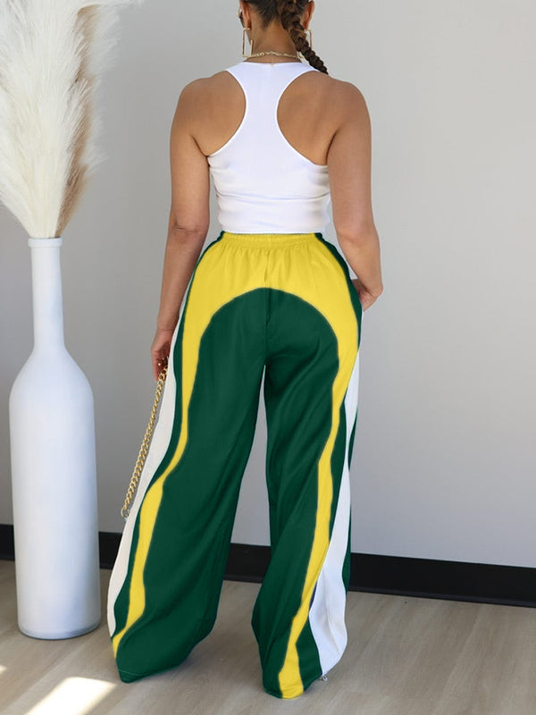 Colorblock Wide-Leg Pants