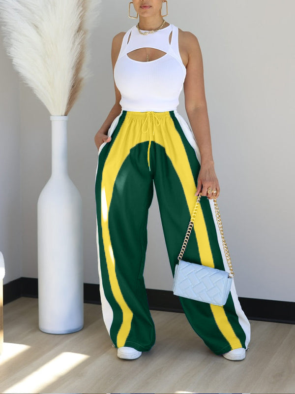 Colorblock Wide-Leg Pants