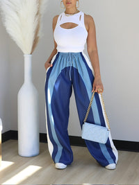 Colorblock Wide-Leg Pants