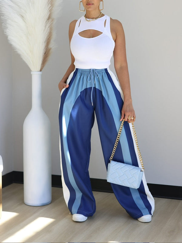Colorblock Wide-Leg Pants