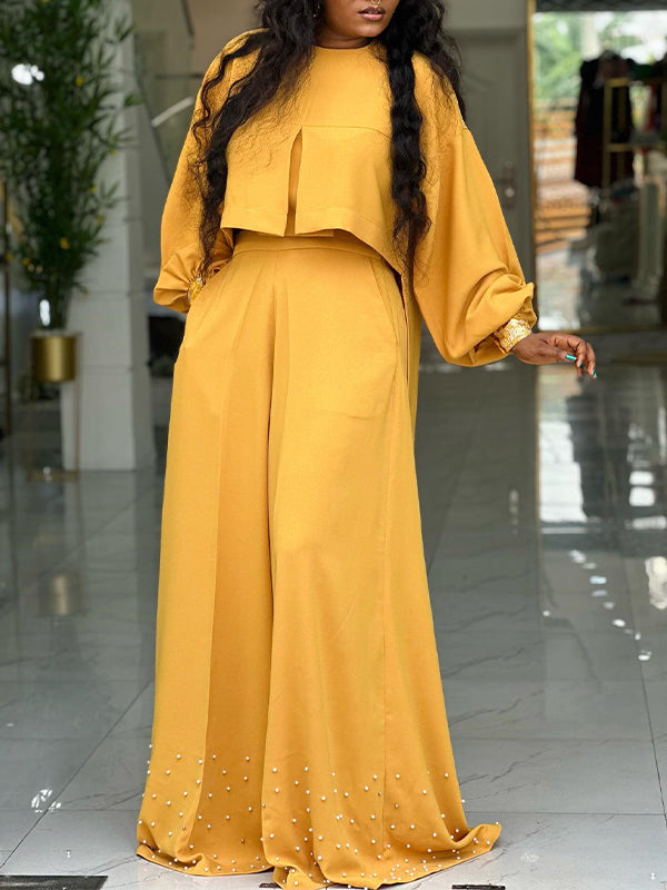 High-Low Top & Wide-Leg Pants Set